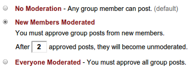 Setting up group Post Moderation options
