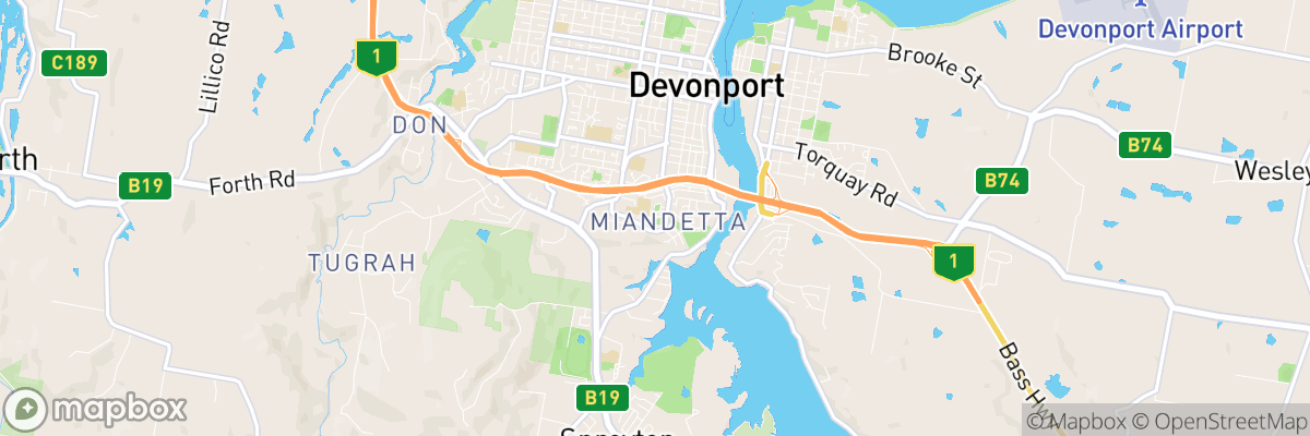 Miandetta, Tasmania map