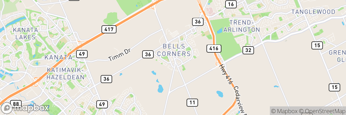 Bells Corners, Ontario map