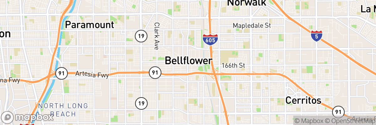 Bellflower, California map