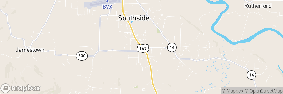 Southside, Arkansas map