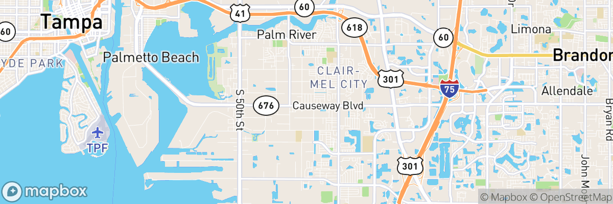 Palm River-Clair Mel, Florida map