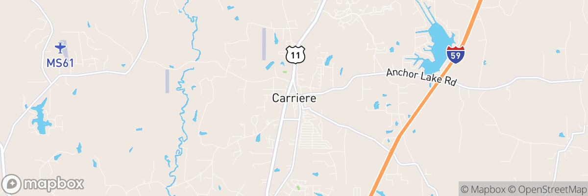 Carriere, Mississippi map