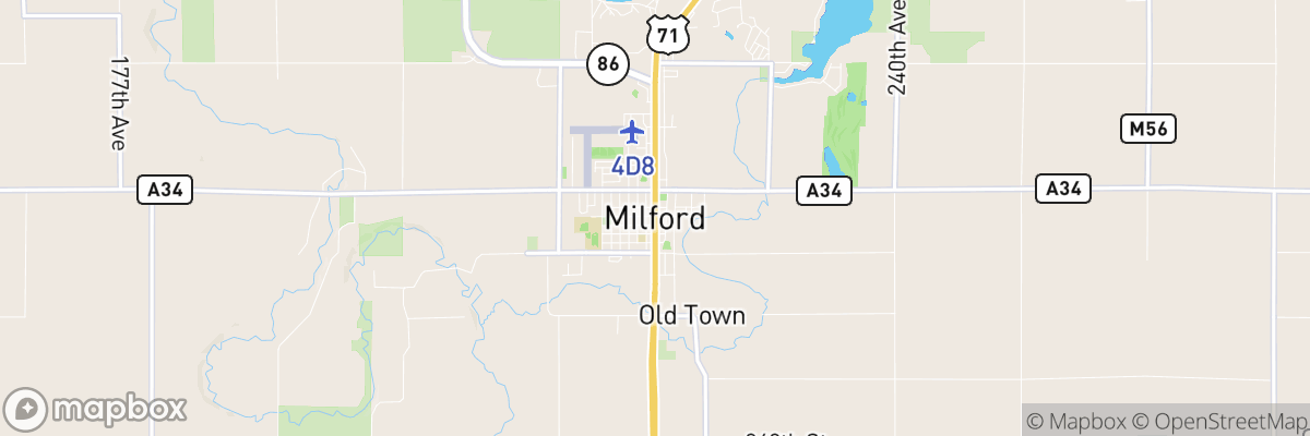 Milford, Iowa map