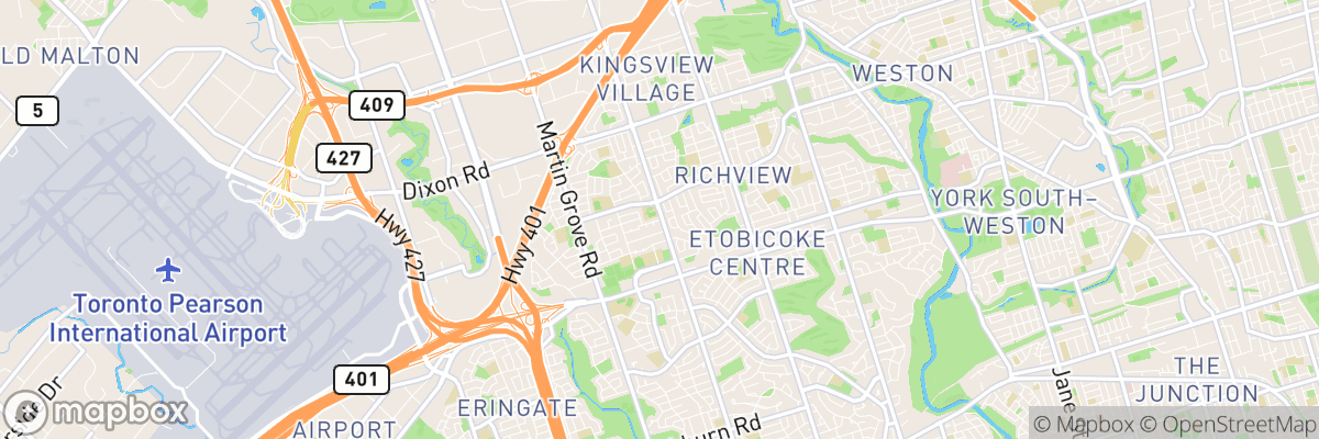 Willowridge-Martingrove-Richview, Ontario map