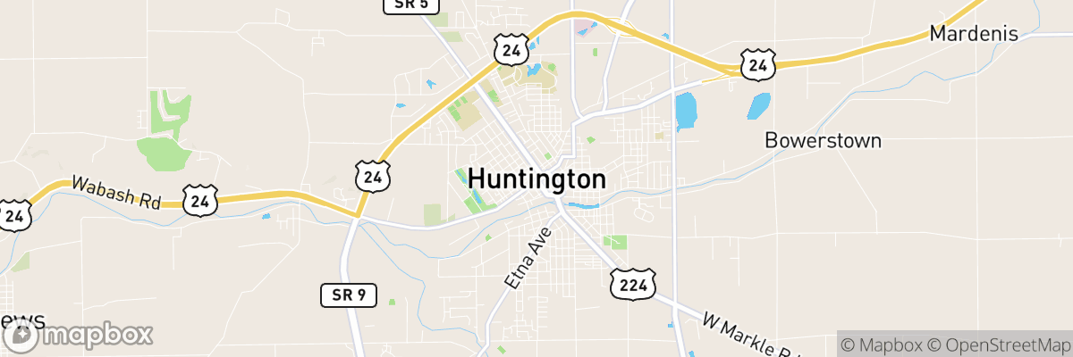 Huntington, Indiana map