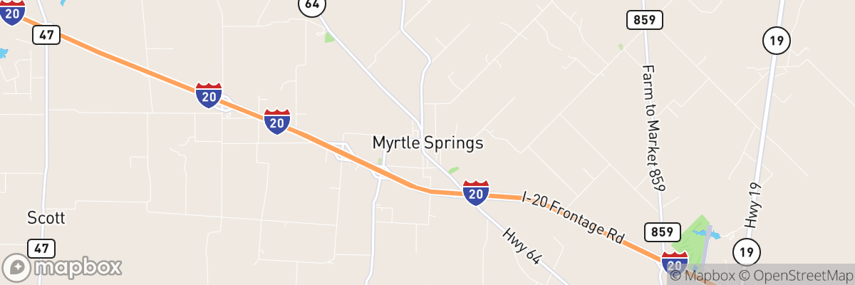 Myrtle Springs, Texas map