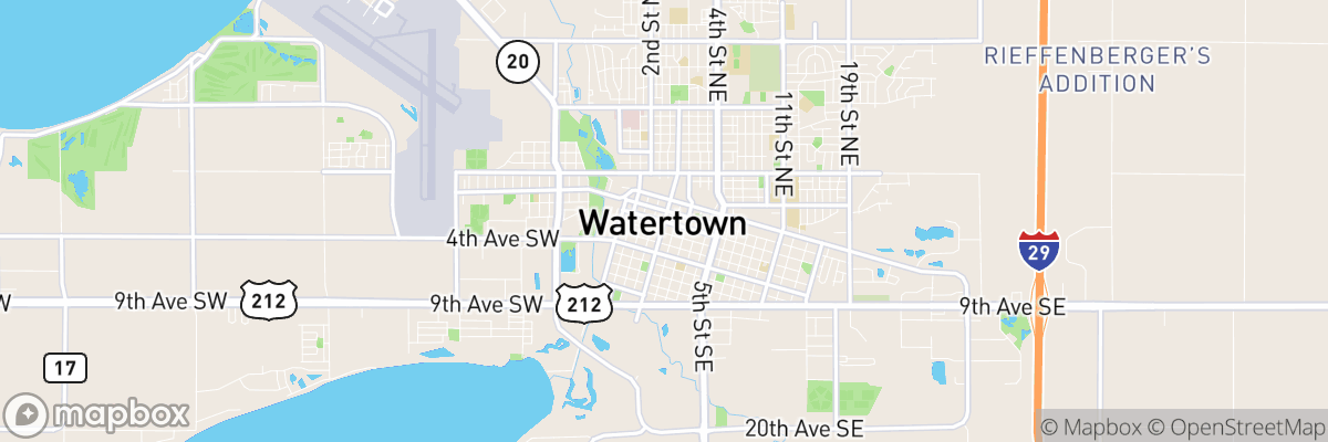 Watertown, South Dakota map