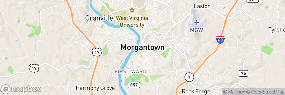 Morgantown, West Virginia map