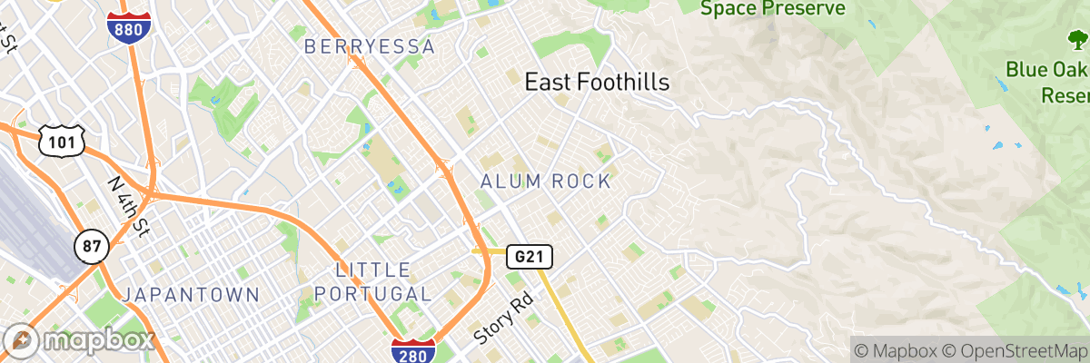 Alum Rock, California map