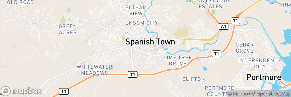 Spanish Town, Saint Catherine map