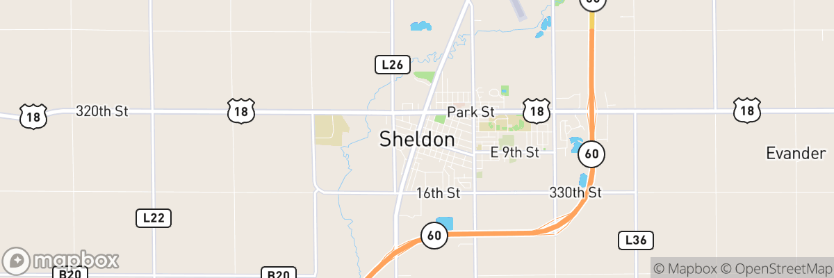 Sheldon, Iowa map