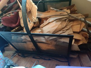 Photo of free Metal firewood basket & kindling (Clifton, NJ 07014)