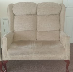 Photo of free High back 2 seater and highchair (Kirk hallam)