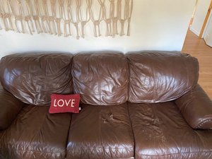 Photo of free leather couch (Poughkeepsie, NY)