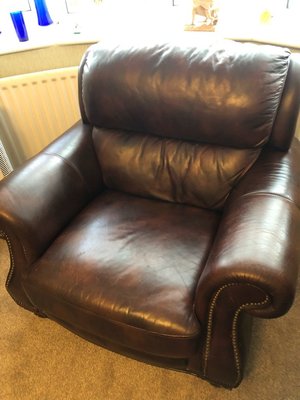 Photo of free Genuine Brown leather chair (WestBromwich B71)