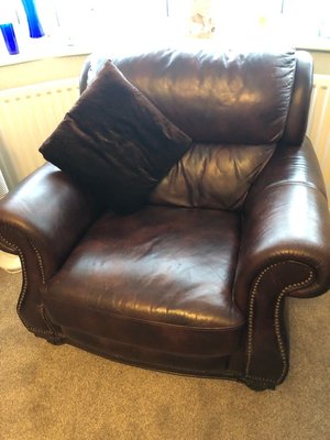 Photo of free Genuine Brown leather chair (WestBromwich B71)