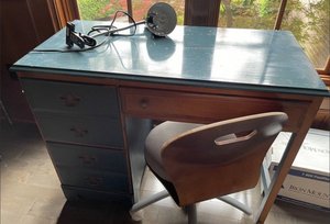 Photo of free Oak rustic look painted desk (Brighton, MI)