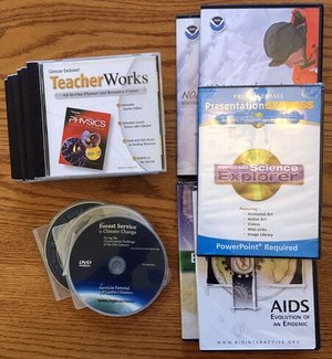 Photo of free CD/DVD cases (and middle/high school science DVDs) [20886]