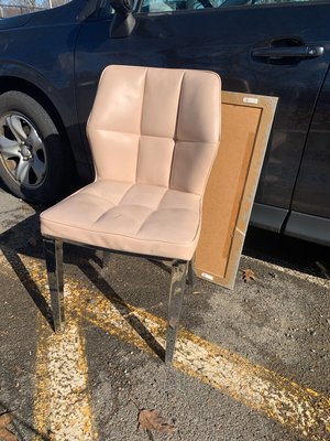 Photo of free Leather like chair with silver legs (hyattsville, MD near Takoma pk)
