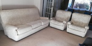 Photo of free 3-seater sofa & pair of single-seaters (Heald Green SK8)