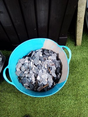 Photo of free 2 tubs of grey slate (Short post code)