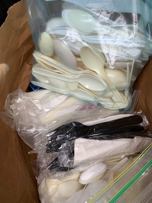 Photo of free Plastic silverware/napkins etc (Ivy)