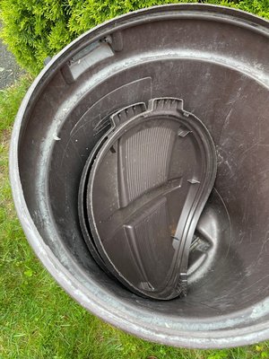 Photo of free Two trash barrels with wheels (North Andover, ma)