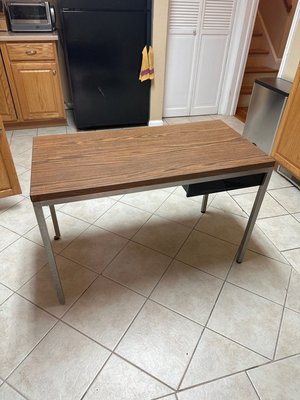 Photo of free Metal table with drawer (Near downtown Greensboro)