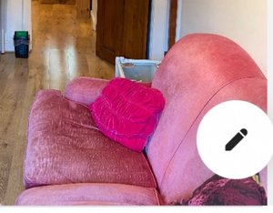 Photo of free Pink velour Laura Ashley sofa (Highbury Barn N5)