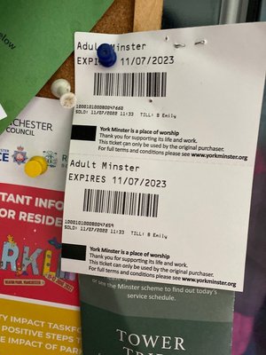Photo of free Tickets for York minster (Prestwich M25)