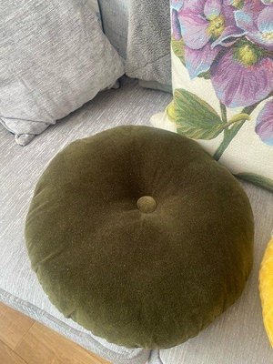 Photo of free 2 large round velvet cushions (Hillmorton CV22)
