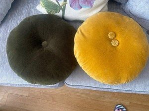 Photo of free 2 large round velvet cushions (Hillmorton CV22)