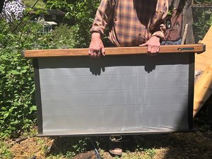 Photo of free hanging projection screen (Forest Knolls--west of Fairfax)