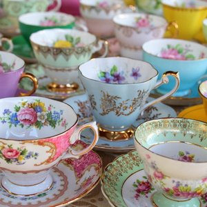 Photo of Vintage colorful teacups (Redding, CT)