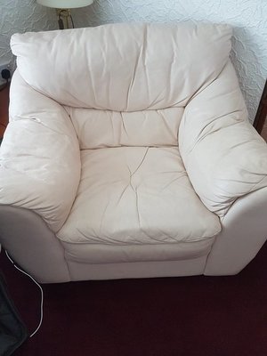 Photo of free Cream 2 seater leather couch and 1 chair (Deaconsbank G46)