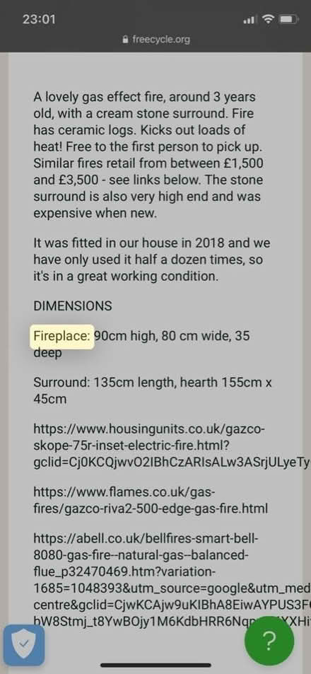 Photo of free Gas fire (Tunbridge Wells) #1