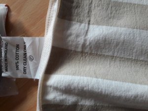 Photo of free striped cream/beige cushion covers (Caldecott OX14)
