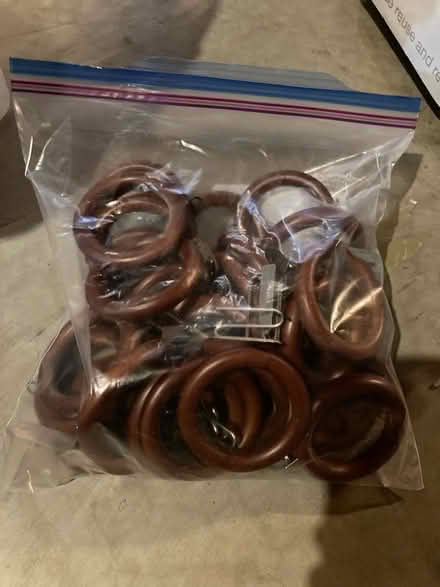 Photo of free Wooden curtain rings w/ metal hooks (Poughquag) #1