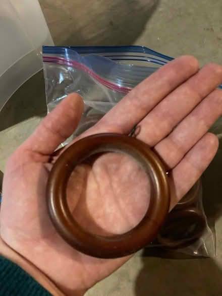 Photo of free Wooden curtain rings w/ metal hooks (Poughquag) #2