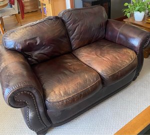Photo of free Leather couch, loveseat and chair (Chesterfield)