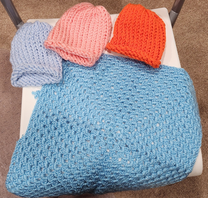Photo of free 3 New Baby Hats and Small Blanket