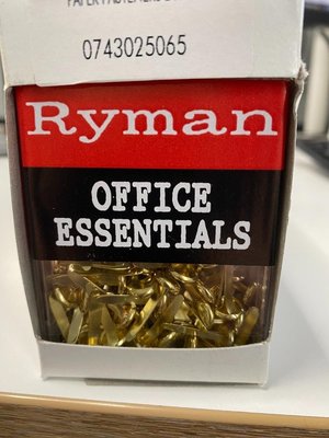 Photo of free Ryman Paper Fasteners - Brass effect 20mm 60 PK x 9 packs (Rugby CV21)