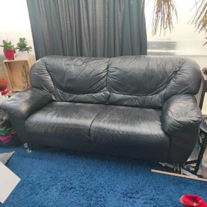 Photo of free Black leather sofa (Aldwick PO21)