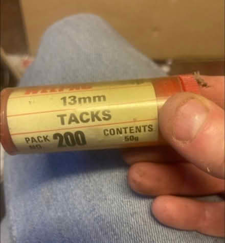 Photo of free Small tube of 13mm steel tacks (Wooburn Green, HP10) #1