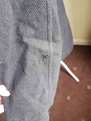 Photo of free Woolen Herringbone Mens coat, requires cleaning/repairs (Corstorphine EH12)