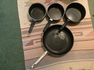 Photo of free Well used saucepans and frying pan (Montrose DD10)