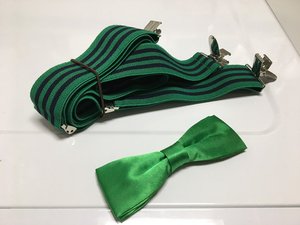 Photo of free St Pats Green Bowtie+Suspenders (Arlington(Rte#3/Bishop School))