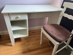 Photo of free IKEA kid’s desk and chair +cushion (Wolfe and Homestead)