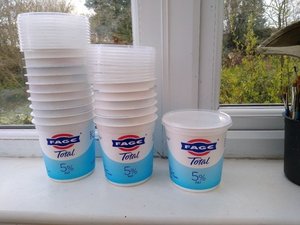 Photo of free Large plastic pots with lids (GU10)